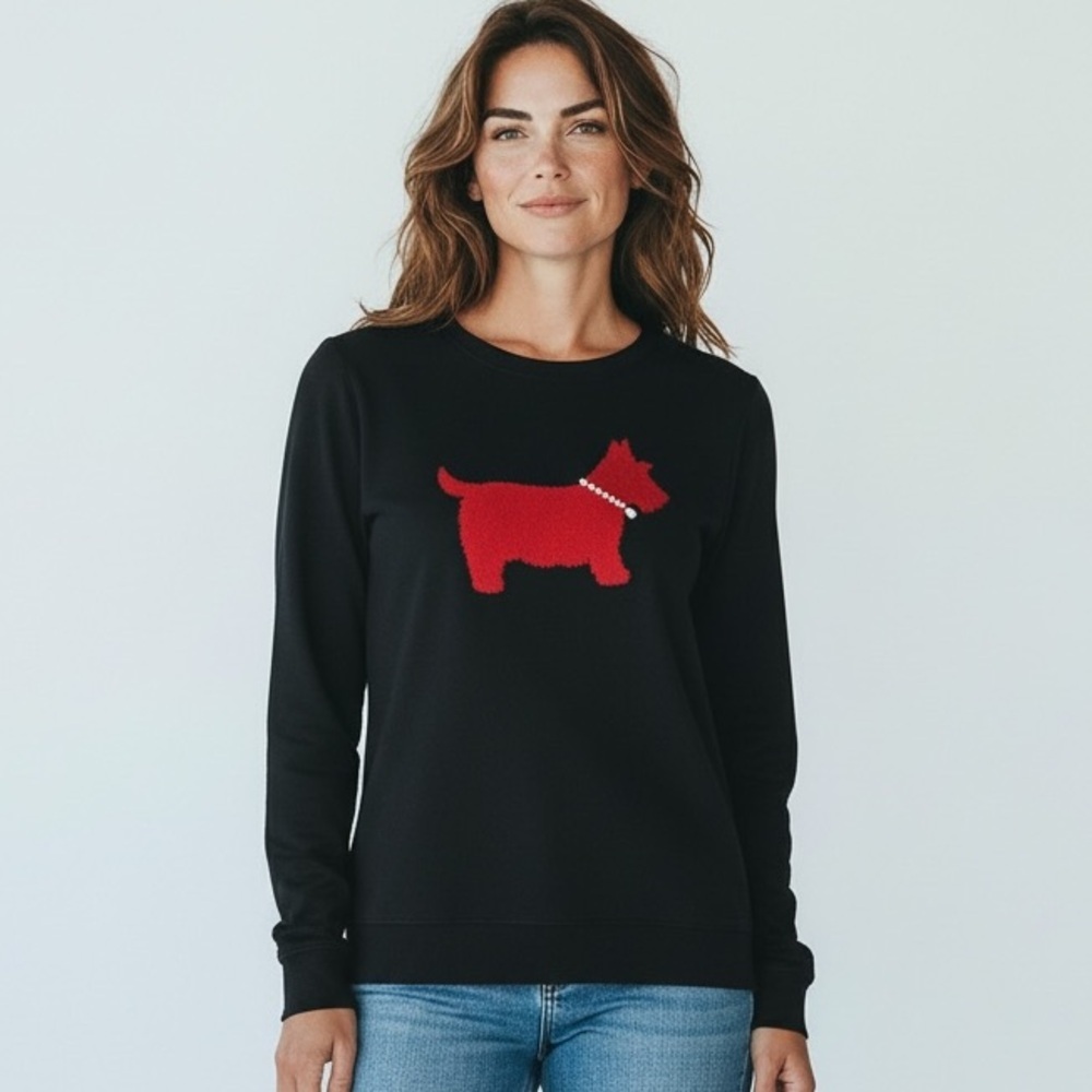 Charter Club Vintage Scottie embellished Swiss Terry sweatshirt. XXL Black/Red